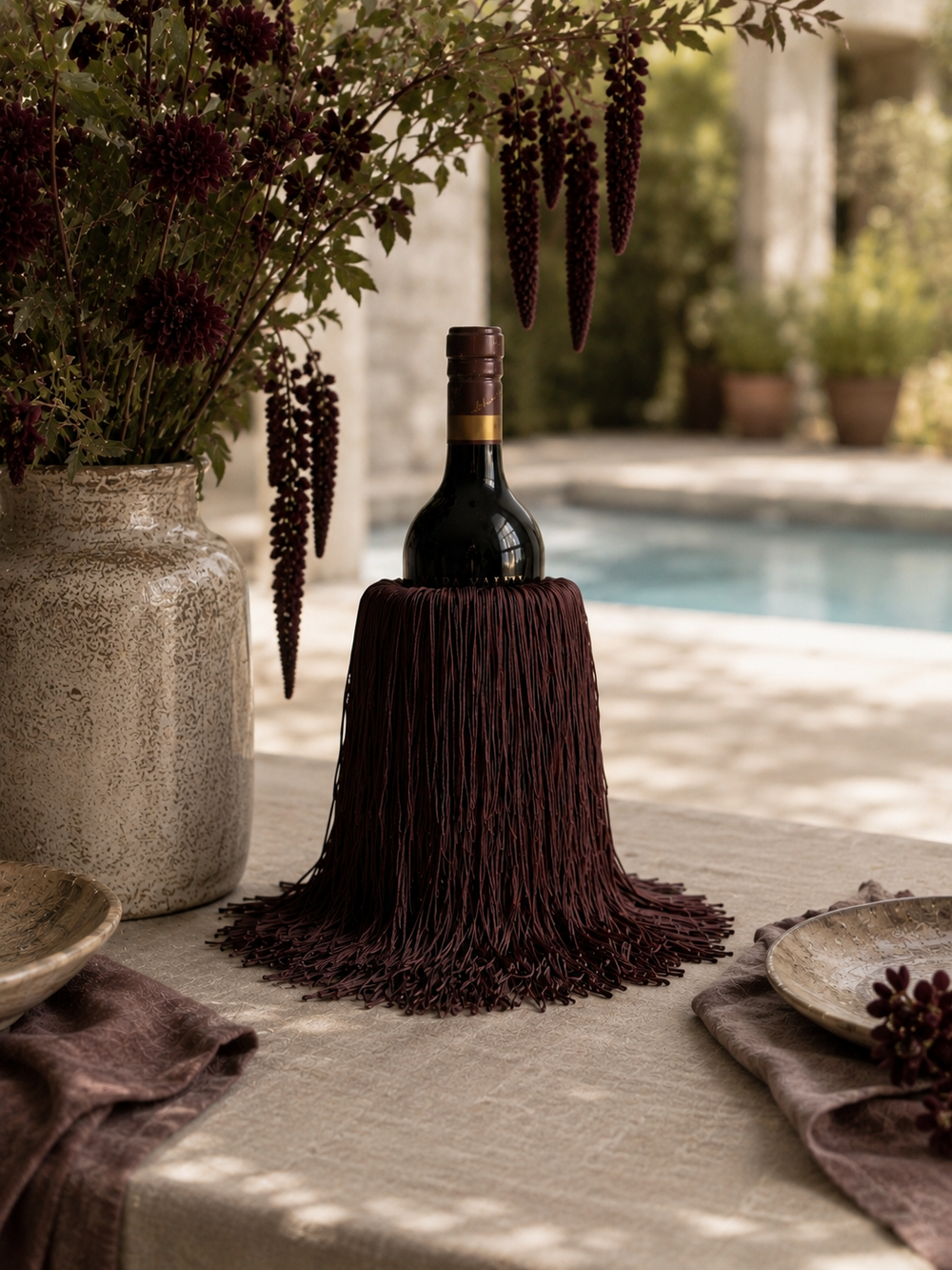 Bordeaux Noir Marble Fringe Wine Chiller | Amber Renee Hansen